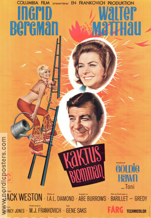 Kaktusblomman 1969 poster Ingrid Bergman Goldie Hawn Walter Matthau Gene Saks Musik: Quincy Jones Blommor och växter