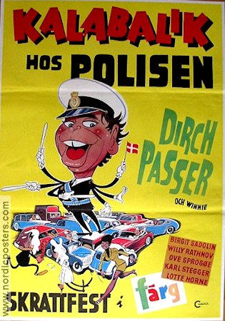 Kalabalik hos polisen 1969 movie poster Dirch Passer Denmark Police and thieves