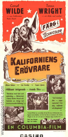 Kaliforniens erövrare 1952 poster Cornel Wilde Teresa Wright Alfonso Bedoya Lew Landers