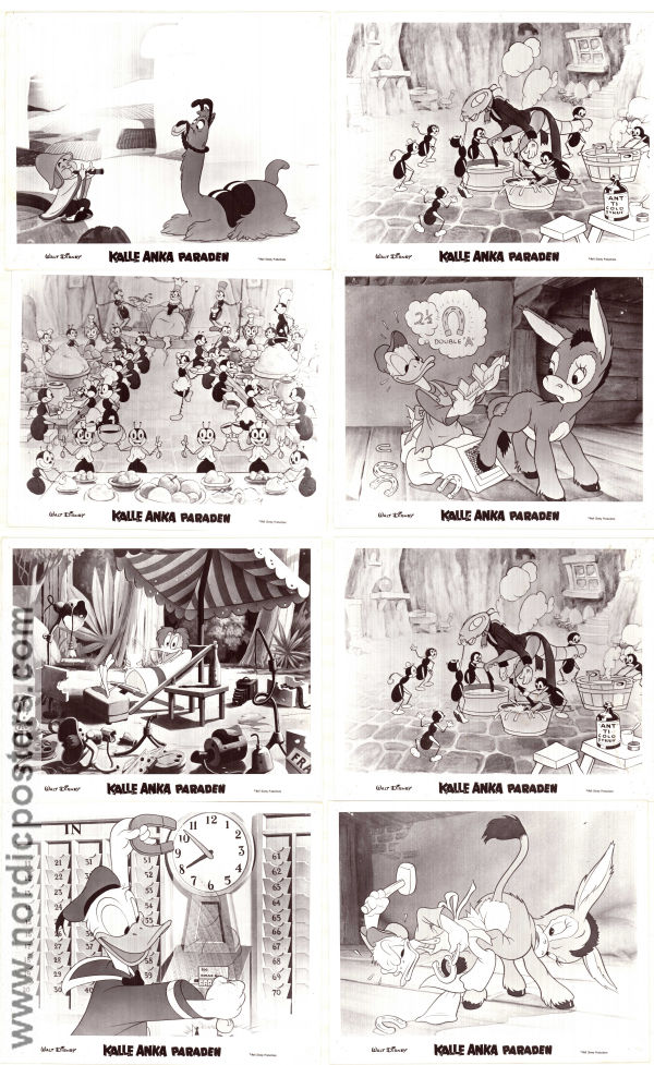 Kalle Anka paraden 1970 lobby card set Kalle Anka Donald Duck Musse Pigg Mickey Mouse Långben Goofy Animation