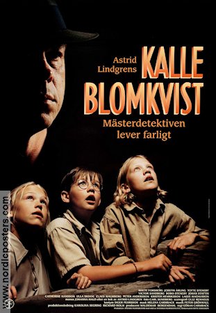 Kalle Blomkvist Mästerdetektiven lever farligt 1996 poster Malte Forsberg Krister Henriksson Ulla Skoog Claes Malmberg Göran Carmback Text: Astrid Lindgren