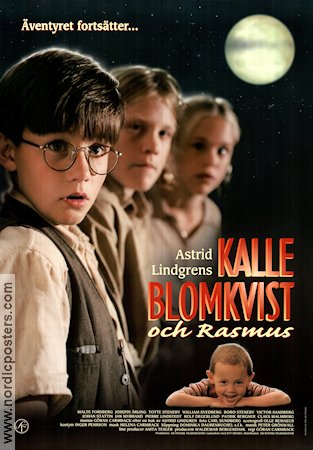 Kalle Blomkvist och Rasmus 1997 poster Totte Steneby Josefin Årling Malte Forsberg Göran Carmback Text: Astrid Lindgren