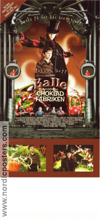 Charlie and the Cocolate Factory 2005 movie poster Johnny Depp Freddie Highmore David Kelly Helena Bonham Carter Tim Burton Kids Food and drink