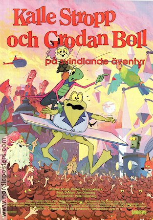 Kalle Stropp och Grodan Boll på svindlande äventyr 1991 poster Thomas Funck Jan Gissberg