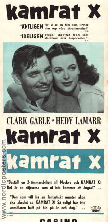 Comrade X 1940 movie poster Clark Gable Hedy Lamarr Oskar Homolka King Vidor