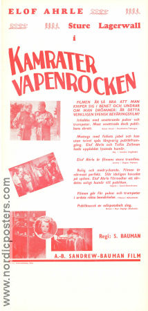 Kamrater i vapenrocken 1938 movie poster Sture Lagerwall Elof Ahrle Annalisa Ericson Schamyl Bauman