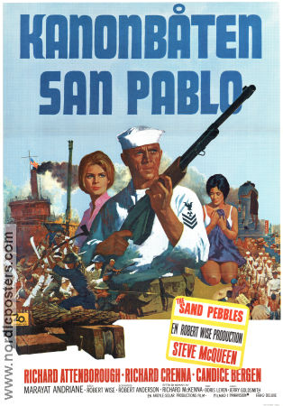 The Sand Pebbles 1966 movie poster Steve McQueen Richard Attenborough Candice Bergen Robert Wise Ships and navy