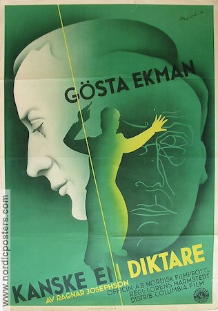 Kanske en diktare 1933 movie poster Gösta Ekman Poster artwork: Olle Svanlund Art Deco