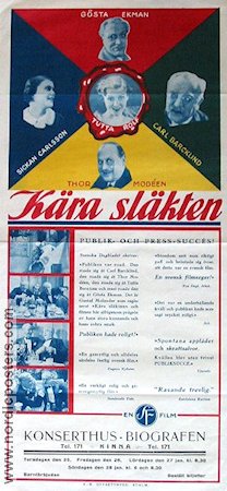 Kära släkten 1933 movie poster Thor Modéen Tutta Rolf Sickan Carlsson Gösta Ekman