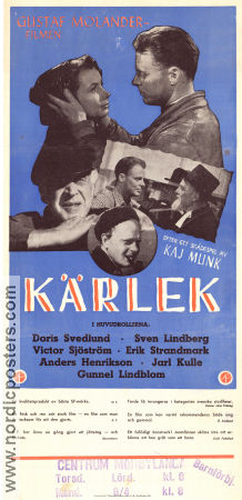 Kärlek 1952 movie poster Doris Svedlund Sven Lindberg Anders Henrikson Gustaf Molander Writer: Kaj Munk