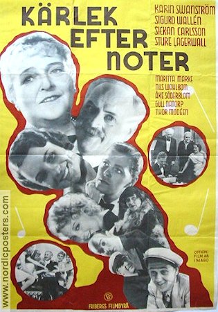 Kärlek efter noter 1935 movie poster Sickan Carlsson Sture Lagerwall Karin Swanström Sigurd Wallén Åke Söderblom