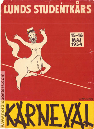 Karneval Lunds studentkår 1954 poster Find more: Lundakarnevalen Find more: Skåne Poster artwork: Alfred Lutter