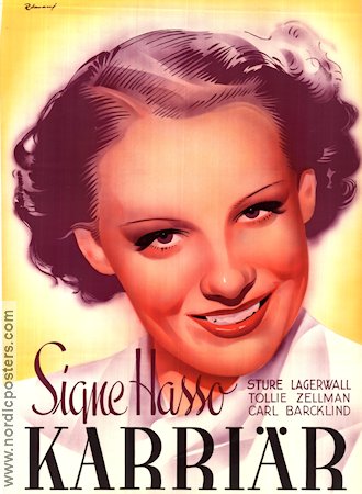 Karriär 1938 movie poster Signe Hasso Sture Lagerwall Tollie Zellman Carl Barcklind Schamyl Bauman Eric Rohman art