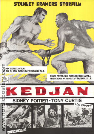The Defiant Ones 1958 movie poster Tony Curtis Sidney Poitier Lon Chaney Stanley Kramer