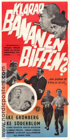 Klarar Bananen Biffen? 1957 movie poster Åke Söderblom Åke Grönberg Ingemar Johansson Ragnar Frisk Find more: Biffen och Bananen Boxing From comics