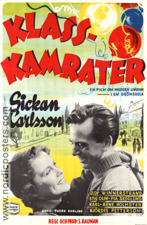 Klasskamrater 1952 movie poster Sickan Carlsson Olof Winnerstrand Stig Olin Schamyl Bauman School