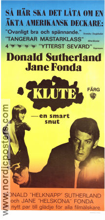 Klute 1971 movie poster Jane Fonda Donald Sutherland Charles Cioffi Alan J Pakula Police and thieves