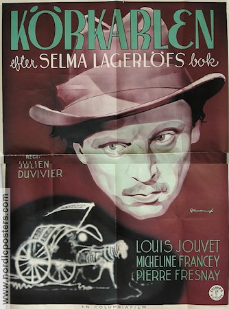 La Charrette fantome 1939 movie poster Julien Duvivier Louis Jouvet Pierre Fresnay Writer: Selma Lagerlöf Eric Rohman art Find more: Large poster