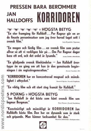 Korridoren 1968 movie poster Per Ragnar Agneta Ekmanner Ann Norstedt Jan Halldoff