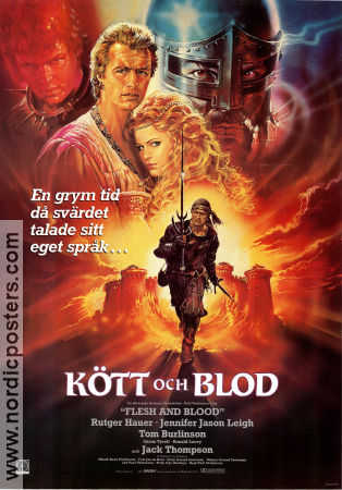 Flesh and Blood 1985 movie poster Rutger Hauer Jennifer Jason Leigh Paul Verhoeven Sword and sandal