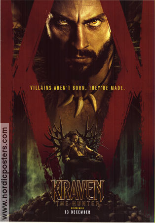 Kraven the Hunter 2024 movie poster Aaron Taylor-Johnson Ariana DeBose Fred Hechinger JC Chandor