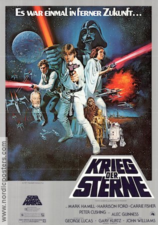 Krieg der Sterne 1977 movie poster Mark Hamill Harrison Ford Carrie Fisher Alec Guinness George Lucas Find more: Star Wars