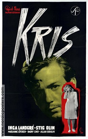 Crisis 1946 movie poster Inga Landgré Stig Olin Marianne Löfgren Ingmar Bergman