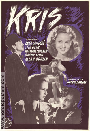 Crisis 1946 movie poster Inga Landgré Stig Olin Marianne Löfgren Ingmar Bergman