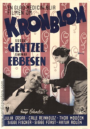 Kronblom 1947 movie poster Ludde Gentzel Dagmar Ebbesen Julia Caesar Hugo Bolander From comics