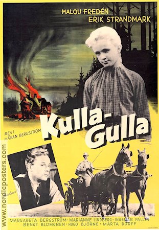 Kulla-Gulla 1956 movie poster Malou Fredén Erik Strandmark Håkan Bergström Kids