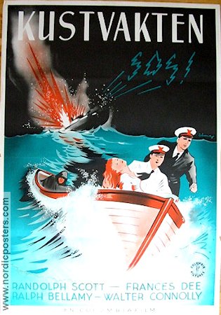 Coast Guard 1939 movie poster Randolph Scott Francis Dee Ralph Bellamy Edward Ludwig Ships and navy