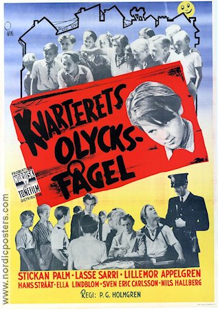 Kvarterets olycksfågel 1947 movie poster Stickan Palm Lasse Sarri Nils Hallberg Per G Holmgren Kids