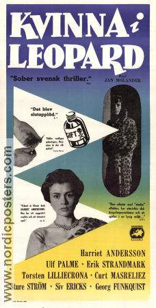 Kvinna i leopard 1958 movie poster Harriet Andersson Ulf Palme Erik Strandmark Jan Molander