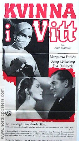 Kvinna i vitt 1949 movie poster Margareta Fahlén Georg Lokkeberg Eva Dahlbeck Arne Mattsson Medicine and hospital