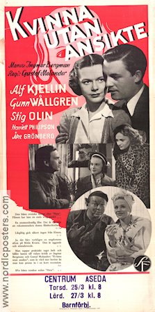 Woman Without a Face 1947 movie poster Alf Kjellin Gunn Wållgren Anita Björk Stig Olin Åke Grönberg Ingmar Bergman