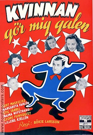 Kvinnan gör mig galen 1949 movie poster Curt Masreliez Margaretha Fahlén Stig Järrel Börje Larsson