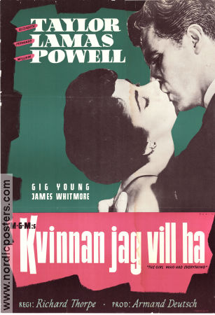 Kvinnan jag vill ha 1953 poster Elizabeth Taylor Fernando Lamas William Powell Richard Thorpe