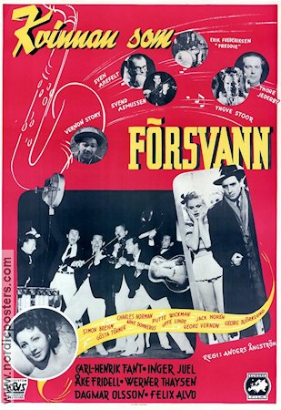 Kvinnan som försvann 1949 movie poster Inger Juel Kenne Fant Åke Fridell Anders Ångström