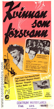 Kvinnan som försvann 1949 movie poster Inger Juel Kenne Fant Åke Fridell Anders Ångström