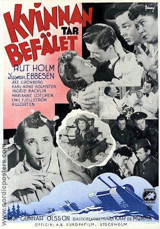 Kvinnan tar befälet 1942 movie poster Rut Holm Dagmar Ebbesen