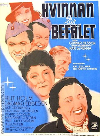 Kvinnan tar befälet 1942 movie poster Rut Holm Dagmar Ebbesen