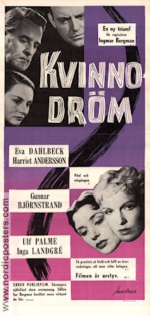 Kvinnodröm 1954 movie poster Eva Dahlbeck Harriet Andersson Gunnar Björnstrand Ulf Palme Inga Landgré Ingmar Bergman Production: Sandrews