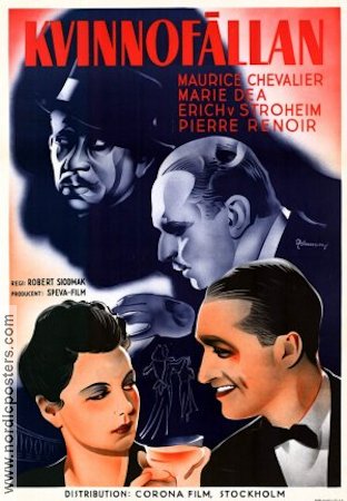 Pieges 1939 movie poster Maurice Chevalier Erich von Stroheim Pierre Renoir Marie Déa Robert Siodmak Musicals