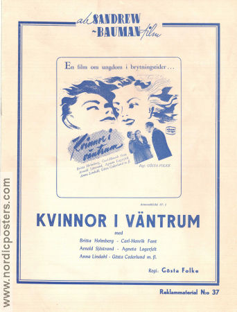 Kvinnor i väntrum 1946 program Arnold Sjöstrand Britta Holmberg Anna Lindahl Gösta Folke Medicine and hospital