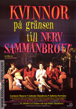 Kvinnor på gränsen till nervsammanbrott 1988 poster Carmen Maura Antonio Banderas Julietta Serano Pedro Almodovar Spanien