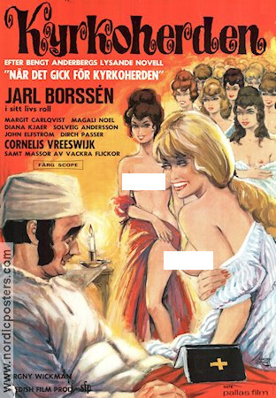 Kyrkoherden 1970 movie poster Jarl Borssén Margit Carlqvist Magali Noel Cornelis Vreeswijk Dirch Passer Håkan Westergren Torgny Wickman Poster artwork: Walter Bjorne Cult movies Religion