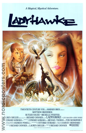 Ladyhawke 1985 movie poster Matthew Broderick Rutger Hauer Michelle Pfeiffer Richard Donner