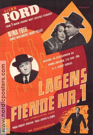 Lagens fiende nr 1 1949 poster Glenn Ford Nina Foch James Whitmore Joseph H Lewis Affischkonstnär: V Lipniunas Film Noir