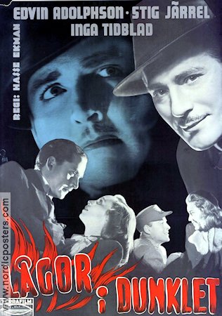 Lågor i dunklet 1942 movie poster Edvin Adolphson Stig Järrel Inga Tidblad Hasse Ekman