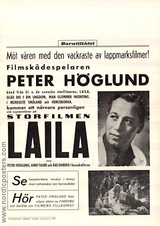 Laila 1937 movie poster Aino Taube Åke Ohberg Peter Höglund George Schneevoigt